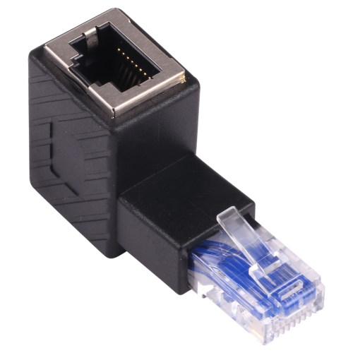 RJ45 Male to Female Converter 90 Degrees Extension Adapter for Cat5 Cat6 LAN Ethernet Network Cable