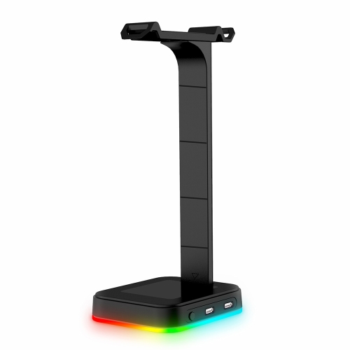 RGBD9 Colorful Glowing Gaming Headset Display Stand with Charging + Data Transmission Dual USB Interface (Black)