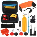 PULUZ 14 in 1 Surfing Accessories Combo Kits with EVA Case (Bobber Hand Grip + Floaty Sponge + Quick Release Buckle + Surf Board Mount + Floating Wrist Strap + Safety Tethers Strap + Storage Bag ) for GoPro HERO9 Black / HERO8 Black / HERO7 /6 /5 /5 Session /4 Session /4 /3+ /3 /2 /1