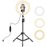 PULUZ 10.2 inch 26cm LED Ring Light  + 1.1m Tripod Mount Vlogging Video Light  Live Broadcast Kits