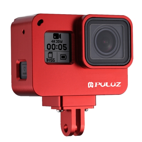 PULUZ Housing Shell CNC Aluminum Alloy Protective Cage with Insurance Frame  for GoPro HERO(2018) /7 Black /6 /5(Red)