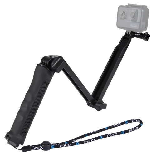 PULUZ 3-Way Grip Foldable Multi-functional Selfie-stick Extension Monopod with Tripod for GoPro HERO9 Black / HERO8 Black / HERO7 /6 /5 /5 Session /4 Session /4 /3+ /3 /2 /1