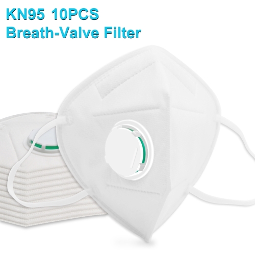 [HK Warehouse] 10 PCS KN95 n95 Breathable Respirator Dustproof Antiviral Anti-fog Protective Face Mask with Breath-Valve Filter