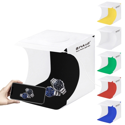 PULUZ 20cm Folding Portable 550LM Light Photo Lighting Studio Shooting Tent Box Kit with 6 Colors Backdrops (Black