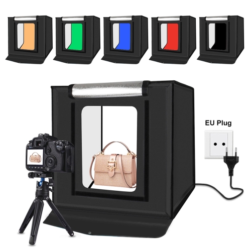 PULUZ 40cm Folding Portable 24W 5500K White Light Dimmable Photo Lighting Studio Shooting Tent Box Kit with 6 Colors Backdrops (Black