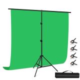 PULUZ 2x2m T-Shape Photo Studio Background Support Stand Backdrop Crossbar Bracket Kit with Clips(Green)