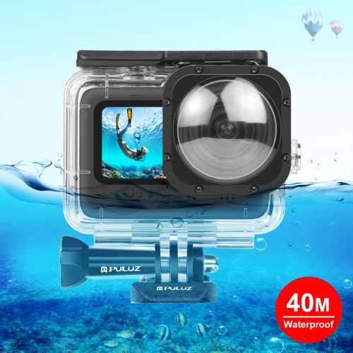PULUZ 40m Waterproof Housing Protective Case with Buckle Basic Mount & Screw for GoPro HERO9 Black Max Lens Mod (Transparent)