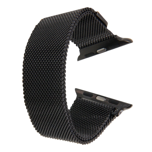 For Apple Watch 42mm Milanese Loop Magnetic Stainless Steel Watchband(Black)