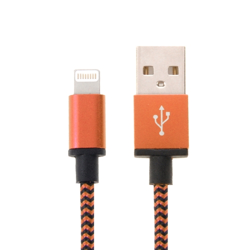 2m Woven Style 8 Pin to USB Sync Data / Charging Cable(Orange)