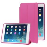 3-folding Naturally Treated Leather Smart Case with Sleep / Wake-up Function & Holder for iPad mini / mini 2 Retina(Magenta)