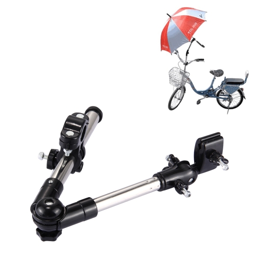 Universal Foldable Adjustable Stainless Steel Cycling Umbrella Bracket Holder Angle Adjustable Mount Stand for Bike Motorcycle(Black)