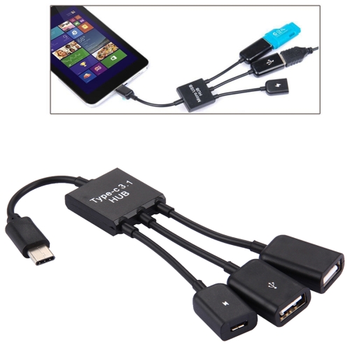 17.8cm 3 Ports USB-C / Type-C 3.1 OTG Charge HUB Cable