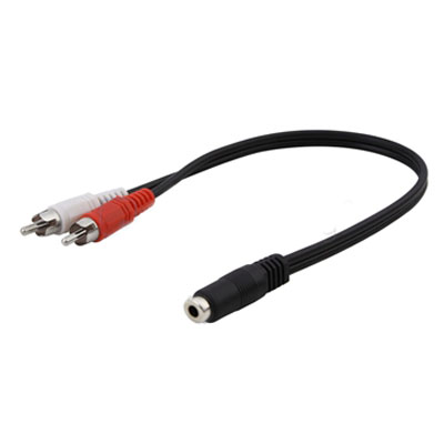 3.5mm female stereo jack to 2 male RCA plugs cable