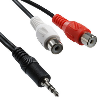 2 RCA Female to 3.5 MM Male Jack Audio Y Cable
