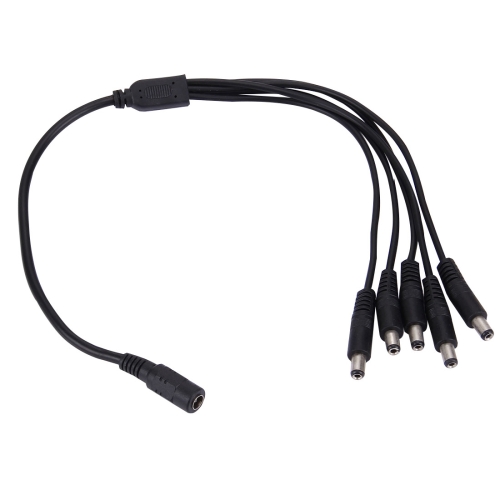 1 Female to 5 Male Plug 5.5 x 2.1mm DC Power Cable(Black)