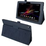 Litchi Texture Leather Case with Holder for Sony Xperia Tablet Z / 10.1(Dark Blue)