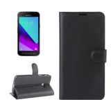 For Galaxy Xcover 4 / G390F Litchi Texture Horizontal Flip Leather Case with Card Slots & Wallet & Holder (Black)