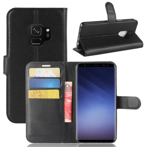 For Galaxy S9 Litchi Texture Horizontal Flip Leather Case with Holder & Wallet & Card Slots(Black)
