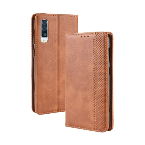 Magnetic Buckle Retro Texture Horizontal Flip Leather Case for Galaxy A50