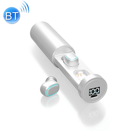 C1 Bluetooth 5.0 TWS Circular Chimney Touch Digital Display True Wireless Bluetooth Earphone with Charging Box(White)