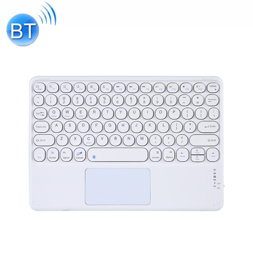250C 10 inch Universal Tablet Round Keycap Wireless Bluetooth Keyboard with Touch Panel (White)