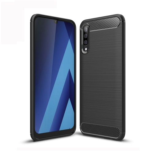 Brushed Texture Carbon Fiber TPU Case for Galaxy A50 (Black)
