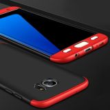 GKK for Galaxy S7 Edge PC Three - paragraph Shield 360 Degrees Full Coverage Protective Case Back Cover (Black + Red)