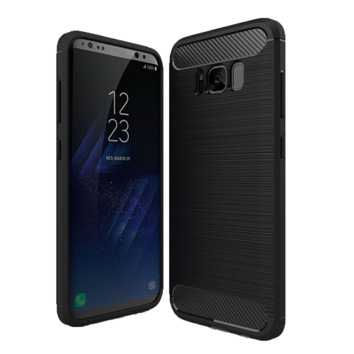 For Galaxy S8 + / G955 Brushed Carbon Fiber Texture Shockproof TPU Protective Cover Case(Black)