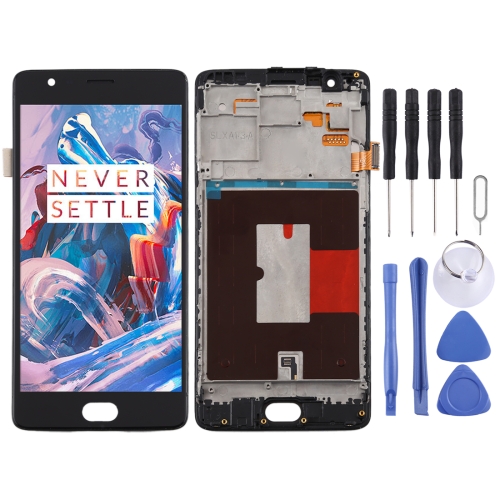 TFT Material LCD Screen and Digitizer Full Assembly with Frame for OnePlus 3 / 3T A3000 A3010 (Black)