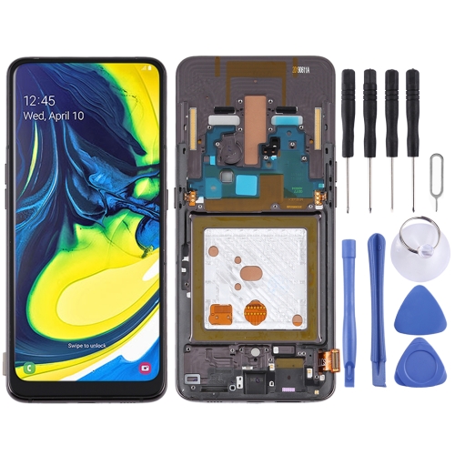 TFT Material LCD Screen and Digitizer Full Assembly with Frame for Samsung Galaxy A80(Black)