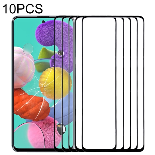 10 PCS Front Screen Outer Glass Lens for Samsung Galaxy A51 (Black)