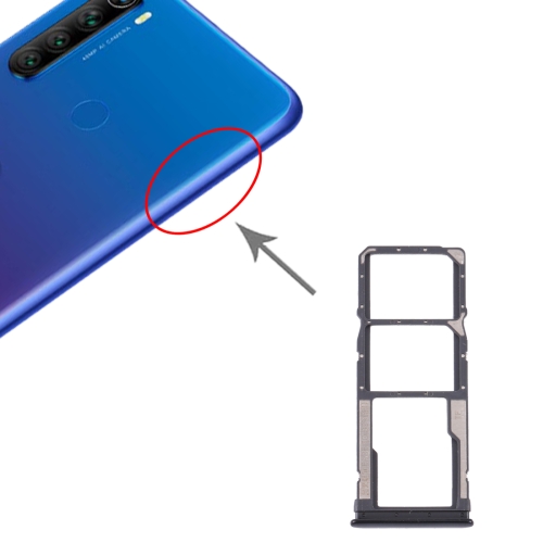 SIM Card Tray + SIM Card Tray + Micro SD Card Tray for Xiaomi Redmi Note 8T / Redmi Note 8 (Black)
