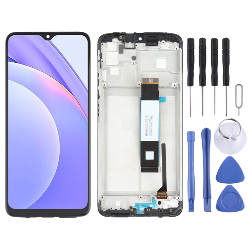 LCD Screen and Digitizer Full Assembly with Frame for Xiaomi Redmi Note 9 4G / Poco M3 M2010J19SC M2010J19CG(Black)