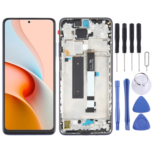 LCD Screen and Digitizer Full Assembly with Frame for Xiaomi Redmi Note 9 Pro 5G / Mi 10T Lite 5G M2007J17C M2007J17G (Blue)