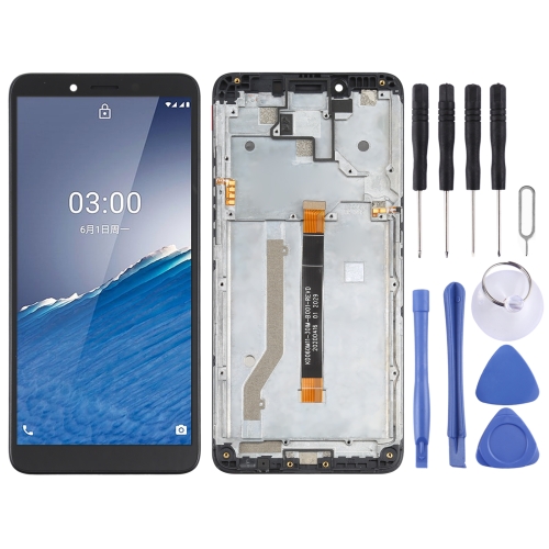 LCD Screen and Digitizer Full Assembly with Frame for Nokia C3(Black)