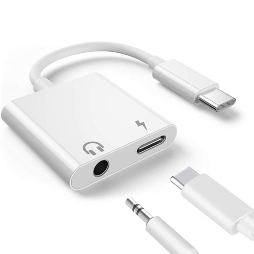 2 in 1 USB-C Adapter with 3.5mm Headphone Jack