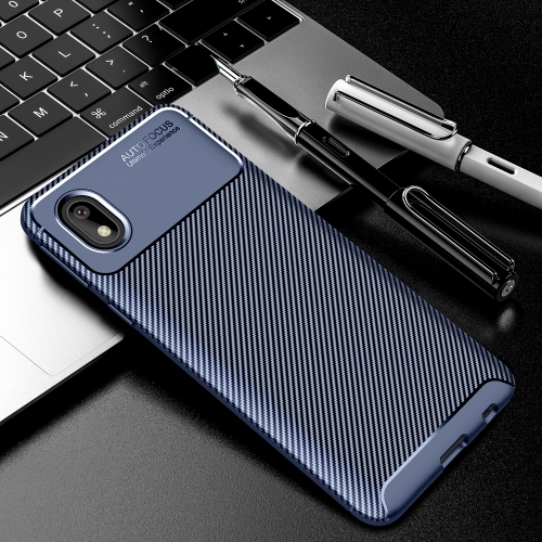 For Samsung Galaxy A01 Core Carbon Fiber Texture Shockproof TPU Case(Blue)