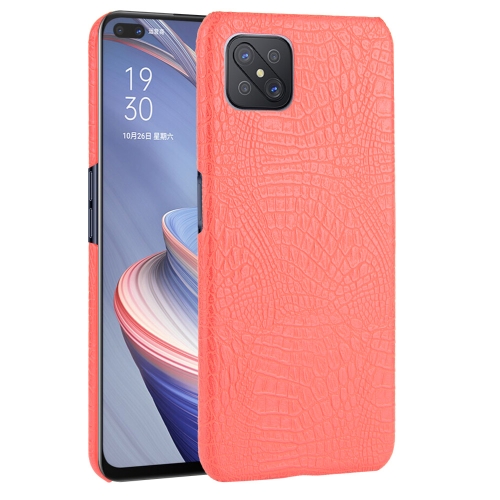 For Oppo Reno4 Z 5G/A92S Shockproof Crocodile Texture PC + PU Case(Red)