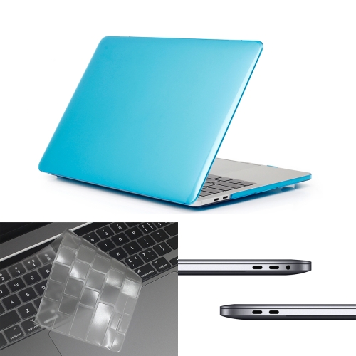 ENKAY Hat-Prince 3 in 1 For MacBook Pro 13 inch A2289 / A2251 (2020) Crystal Hard Shell Protective Case + Europe Version Ultra-thin TPU Keyboard Protector Cover + Anti-dust Plugs Set(Light Blue)