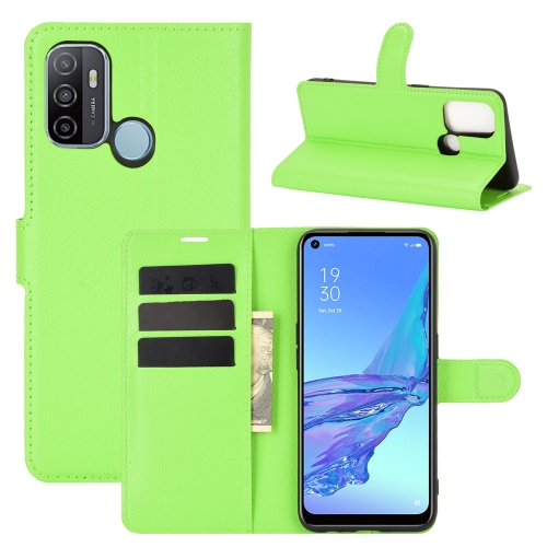 For OPPO A53 2020/OPPO A32 2020 Litchi Texture Horizontal Flip Protective Case with Holder & Card Slots & Wallet(Green)