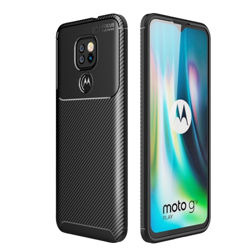 For Motorola Moto G9 Play Carbon Fiber Texture Shockproof TPU Case(Black)