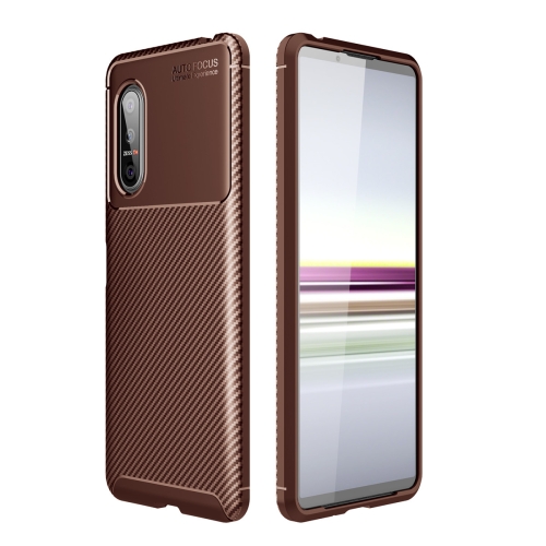 For Sony Xperia 5 II Carbon Fiber Texture Shockproof TPU Case(Brown)