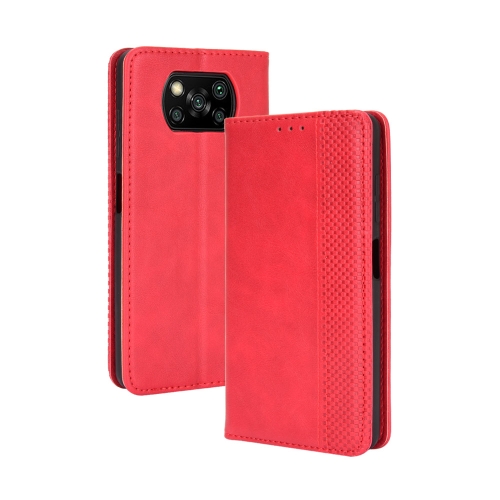 Xiaomi Poco X3 Pro / Poco X3 / Poco X3 NFC  Magnetic Buckle Retro Crazy Horse Texture Horizontal Flip Leather Case with Holder & Card Slots & Photo Frame(Red)