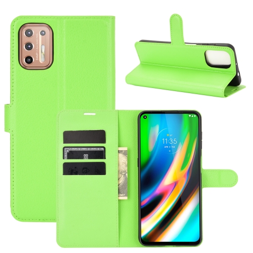 For Motorola Moto G9 Plus Litchi Texture Horizontal Flip Protective Case with Holder & Card Slots & Wallet(Green)