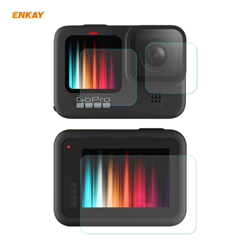 For GoPro HERO9 ENKAY Hat-Prince 3 in 1 0.2mm 9H 2.15D Protective Camera Lens and Screen Tempered Glass Film