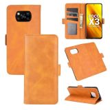 For Xiaomi Poco X3/X3 NFC  Dual-side Magnetic Buckle Horizontal Flip Leather Case with Holder & Card Slots & Wallet(Yellow)