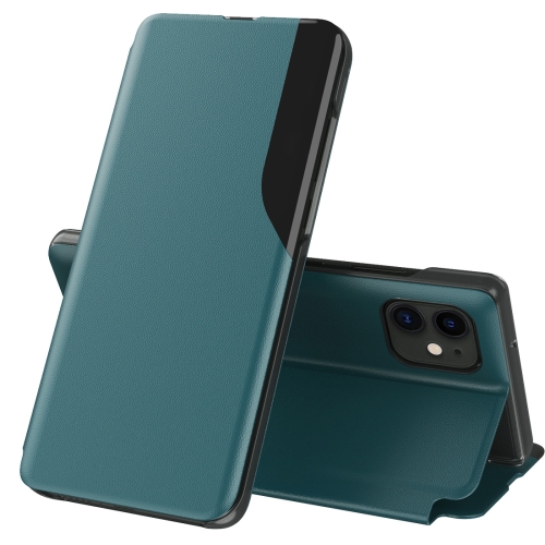 Side Display Magnetic Shockproof Horizontal Flip Leather Case with Holder For iPhone 11(Green)