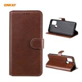 For Samsung Galaxy A21s ENKAY Hat-Prince ENK-PUC028 Horizontal Flip PU Leather Case with Holder & Card Slots & Wallet(Brown)