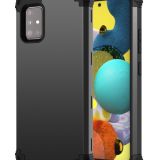 For Samsung Galaxy A71 5G PC + Silicone Three-piece Shockproof Protection Case(Black)