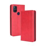 For OnePlus Nord N10 5G Magnetic Buckle Retro Crazy Horse Texture Horizontal Flip Leather Case with Holder & Card Slots & Photo Frame(Red)